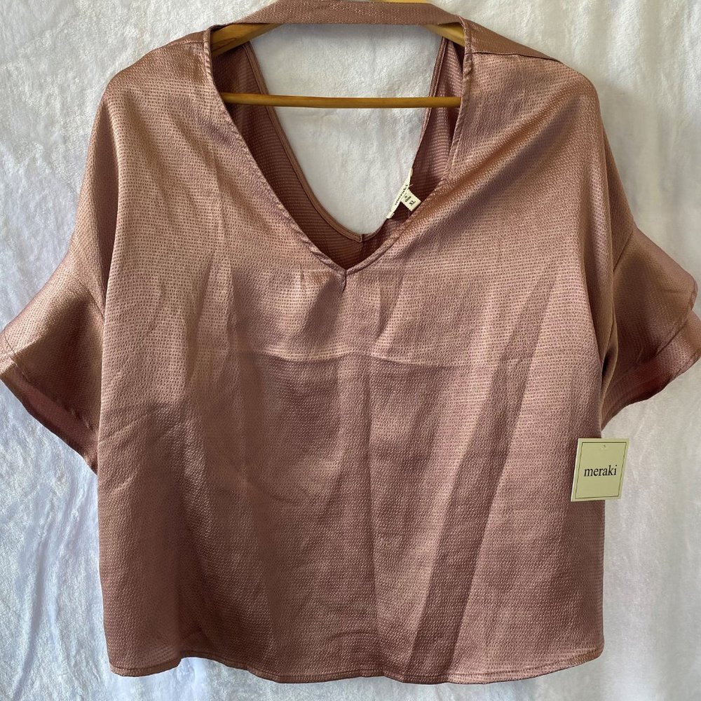 MERKI Silky Champagne Pink Blouse NEW
